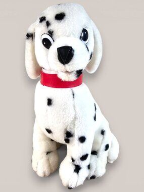 Goffa Dalmatian Dog Plush Stuffed Animal Red Collar Plastic Eyes Vintage 11"